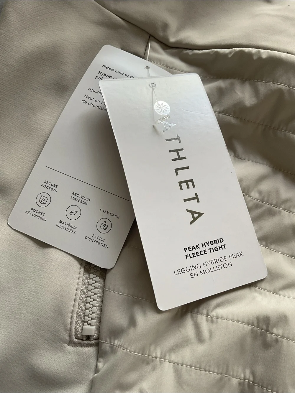 NWT Athleta Peak Hybrid Fleece Tight Leggings Size M Beige
